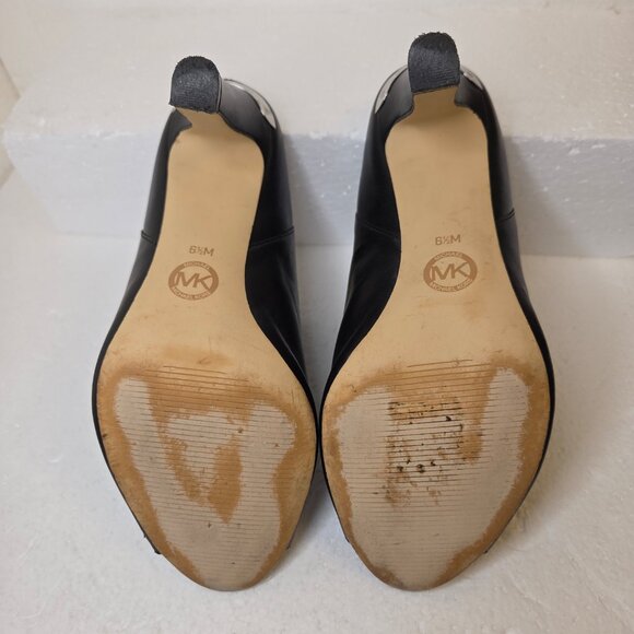 MICHAEL Michael Kors Shaw Black Leather Mule Peep Toe Block Heel Sandals - 6.5 - Picture 7 of 15